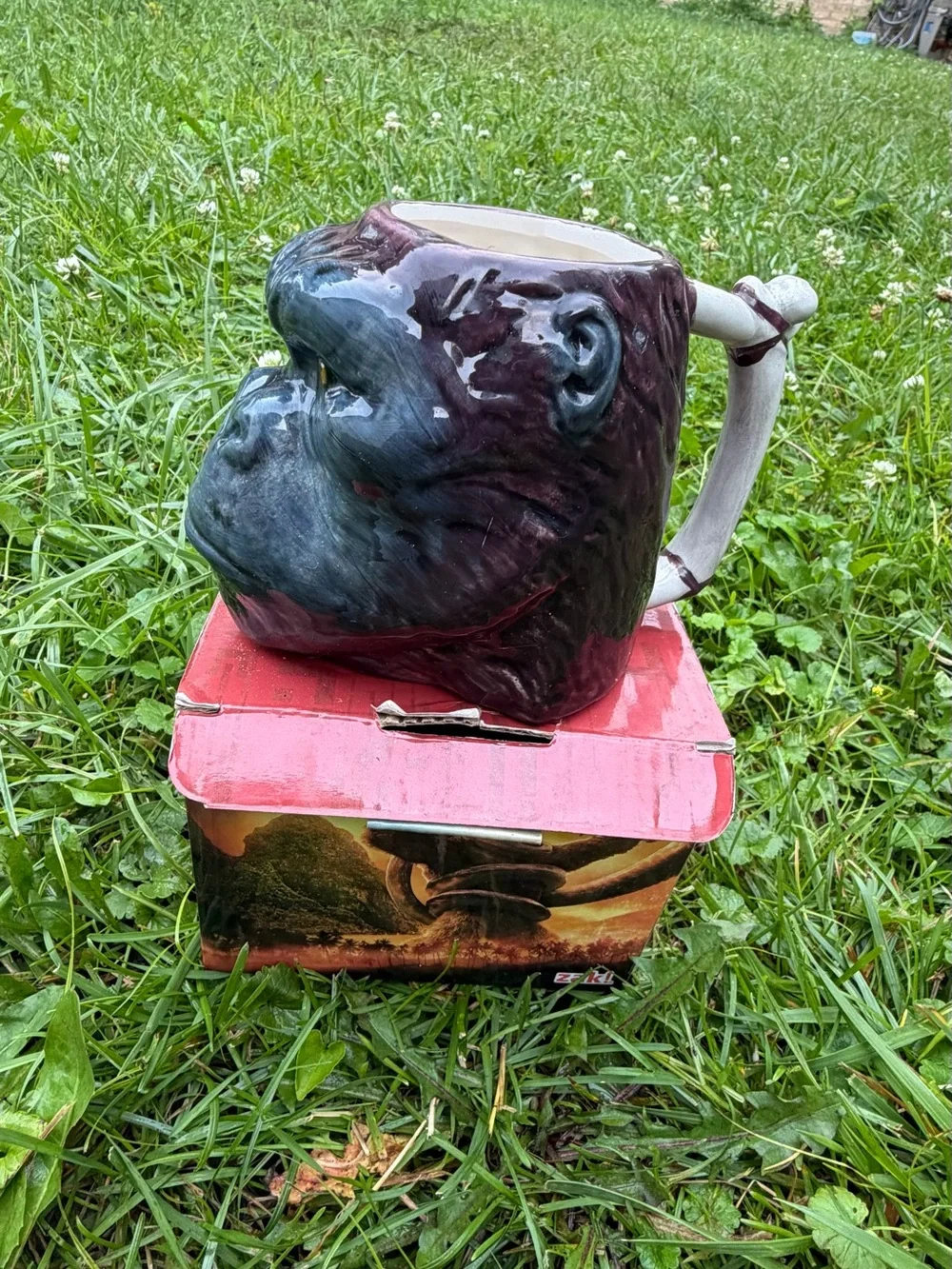 Ceramic Gorilla Coffee Mug Dark Gray and Black